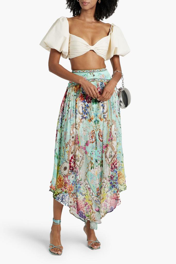 Camilla Crystal-embellished printed silk-georgette maxi skirt