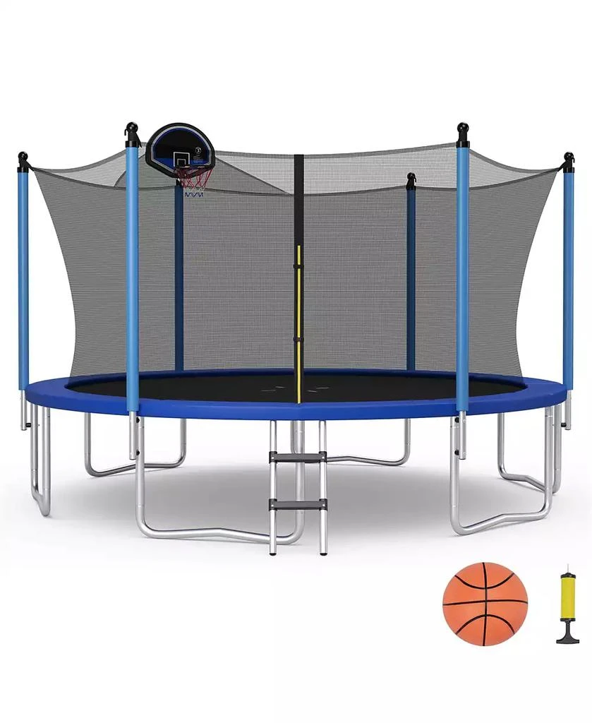 Gymax Recreational Trampoline w/ Inner Enclosure Net Basketball Hoop Ladder 1