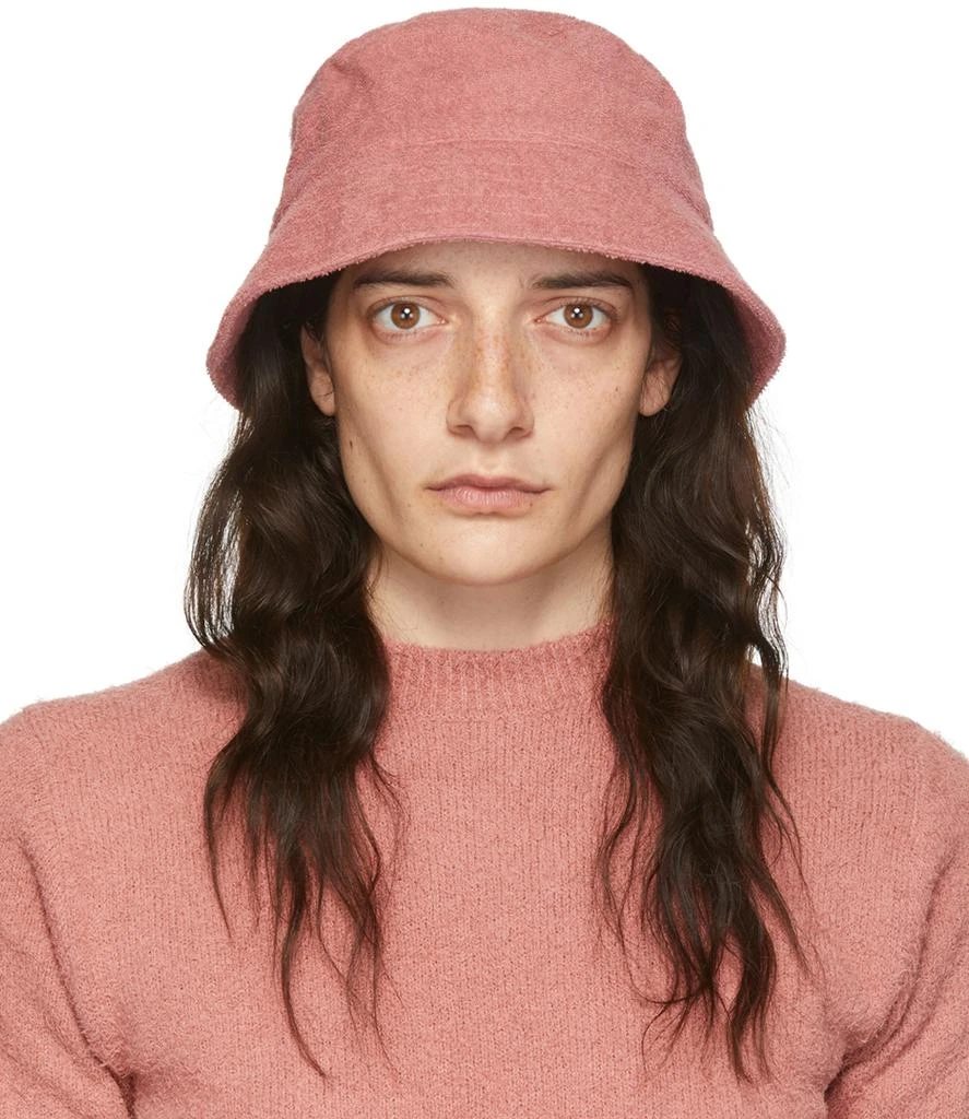 AURALEE Pink Organic Cotton Terrycloth Bucket Hat 1