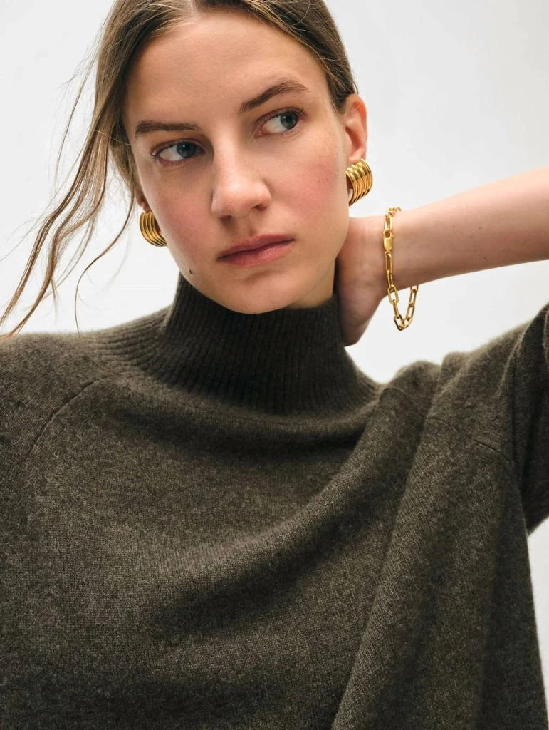 White + Warren White + Warren - Cashmere Rib Trim Standneck Sweater 3