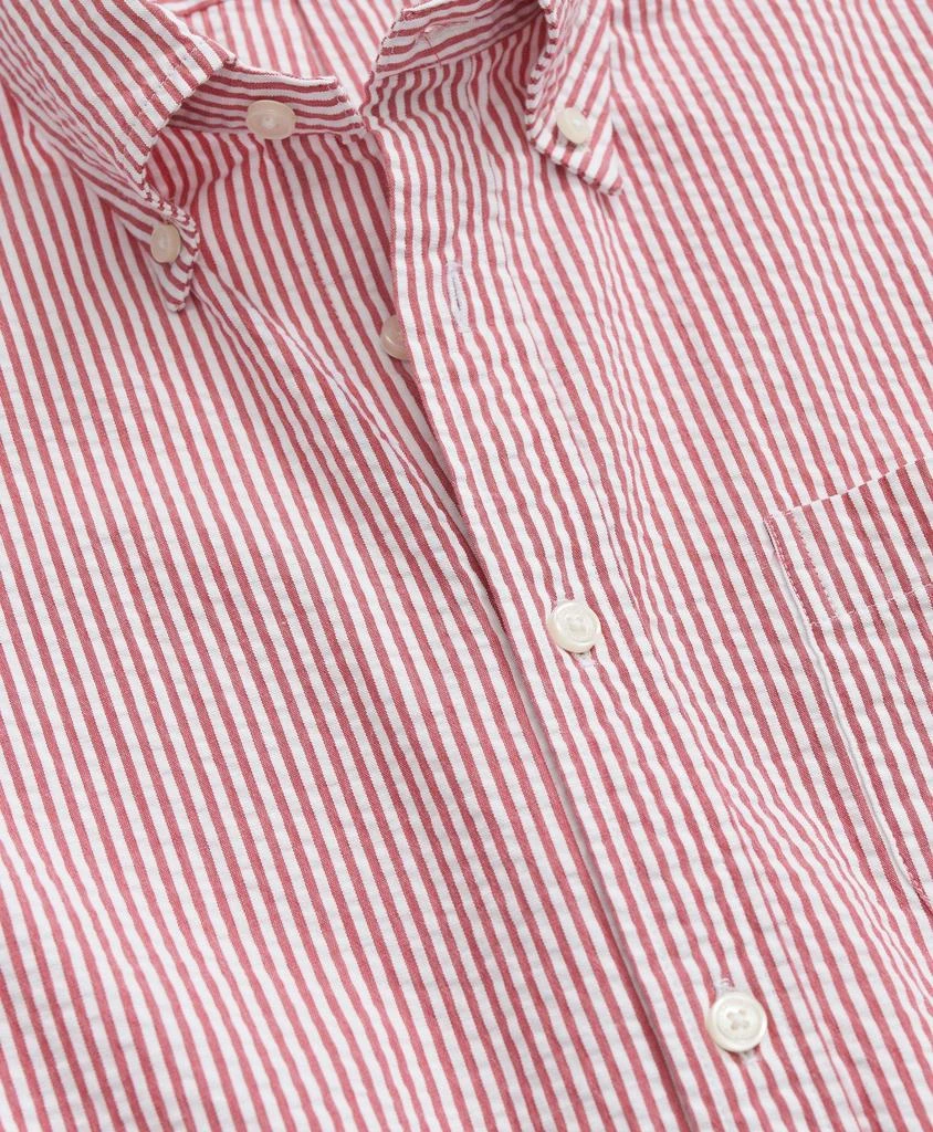 Brooks Brothers Washed Cotton Seersucker Button-Down Collar, Stripe Short-Sleeve Sport Shirt 2