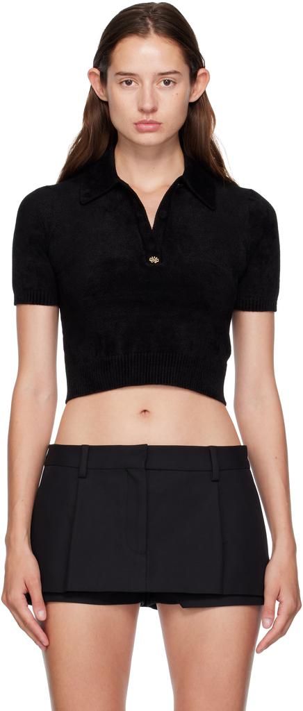 AMIRI Black Velvet Polo