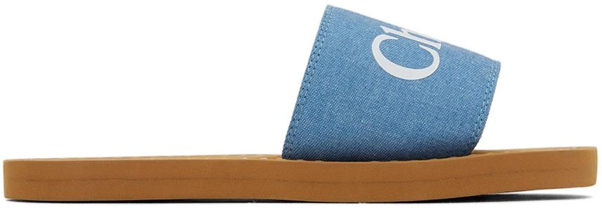 Chloé Kids Blue Printed Denim Sandals 1