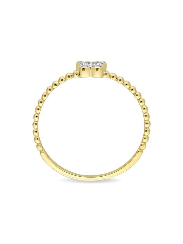 Sonatina 14K Yellow Gold 0.03 TCW Diamond Butterfly Ring