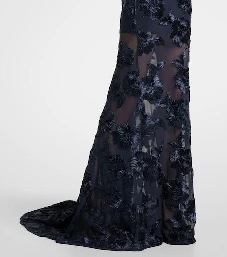 navy blue dress for baby girl Rotate Bridal floral-appliqué midi dress ROTATE Birger Christensen main image 1