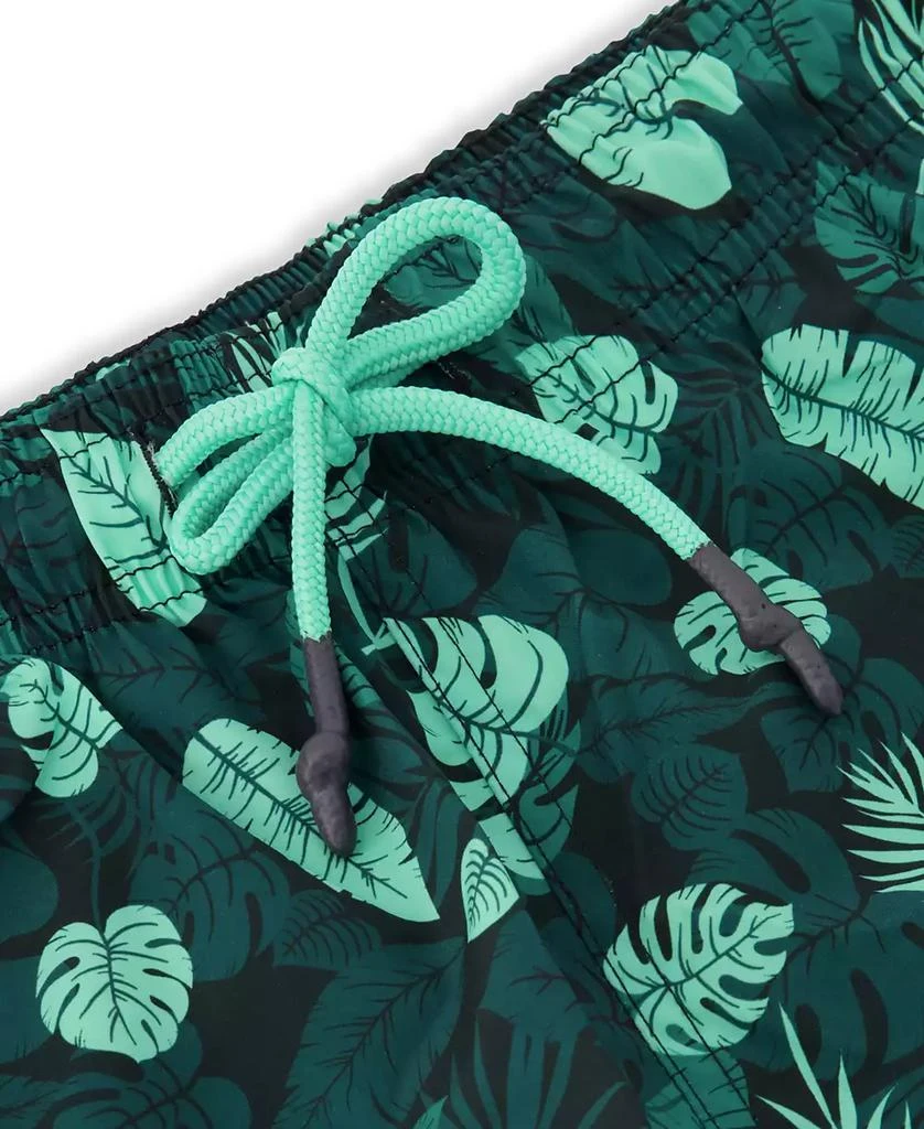 Sunset and Vines Men's Leaf-Pattern Woven Swim Trunks 4