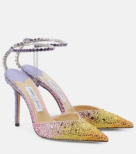 Jimmy Choo Saeda 100 embellished satin pumps 1