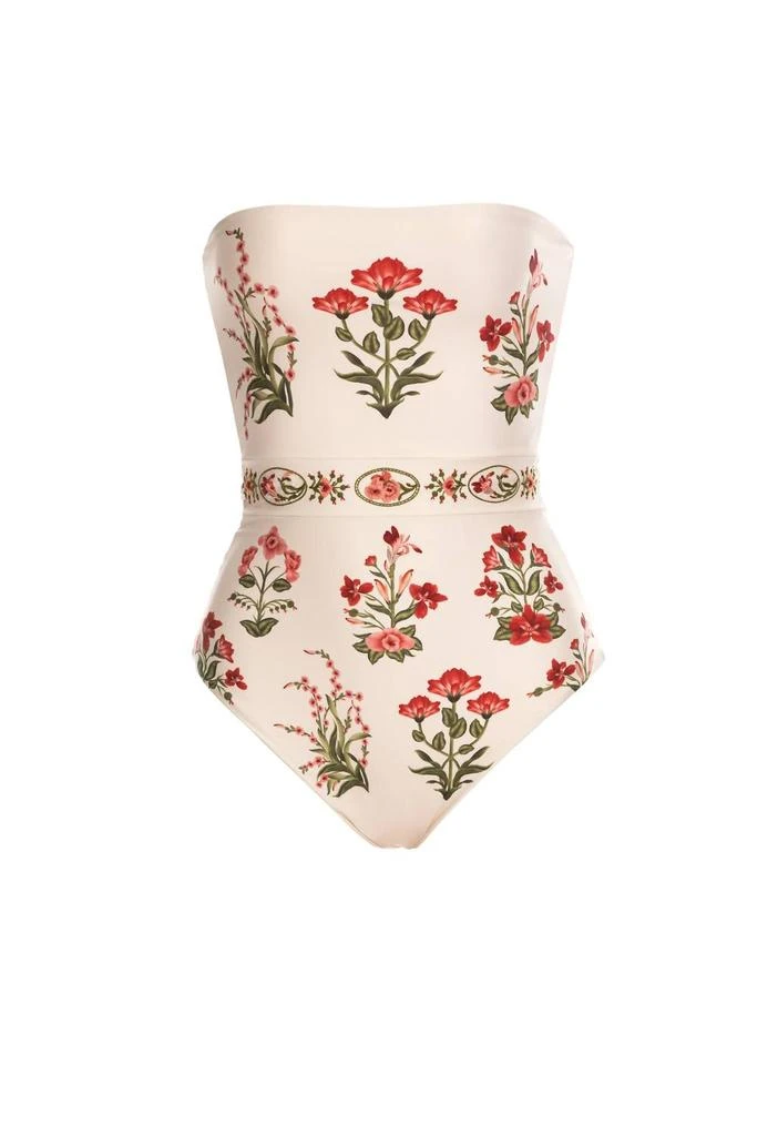 Agua by Agua Bendita Ilusion Canna Strapless One-Piece Swimsuit In Neutral/red 5