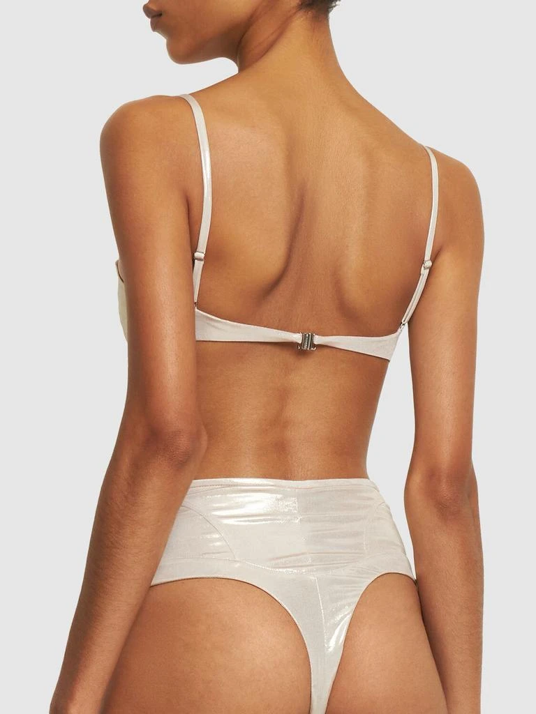 MUGLER Lamé Jersey Bandeau Bikini Top 2