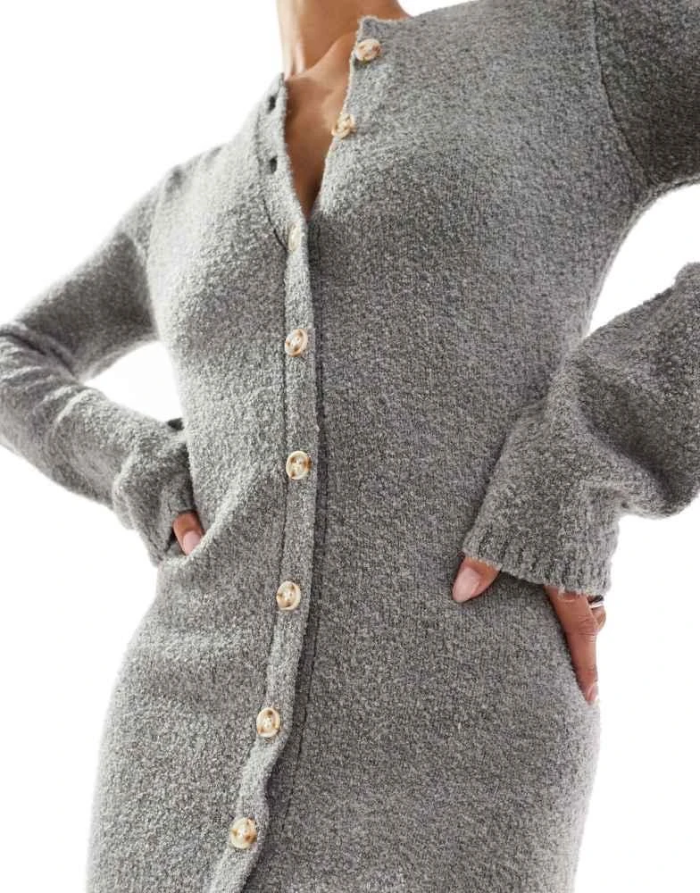 Pretty Lavish Pretty Lavish button down knit mini dress in charcoal grey 3