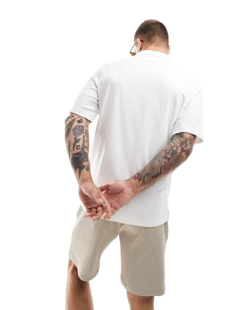Jack & Jones Jack & Jones Premium jersey revere collar polo in white 2