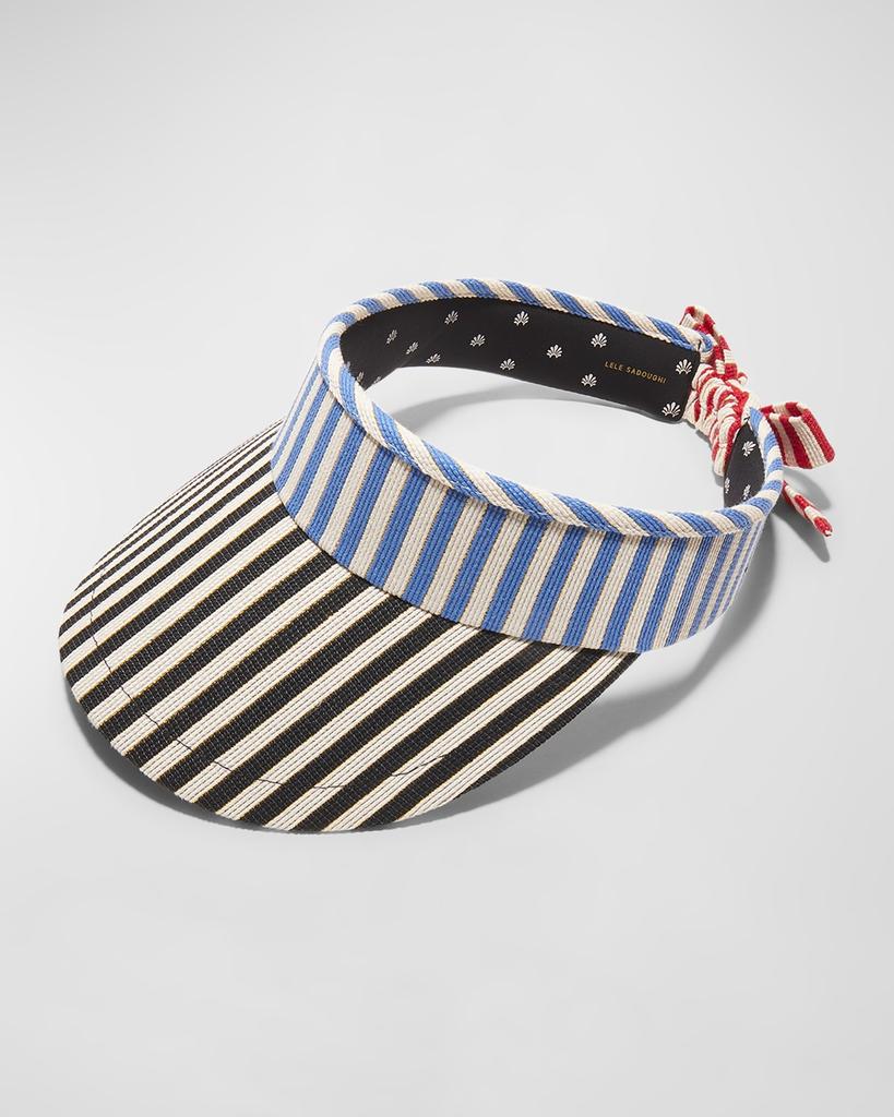 Lele Sadoughi Striped Bow Tie Visor