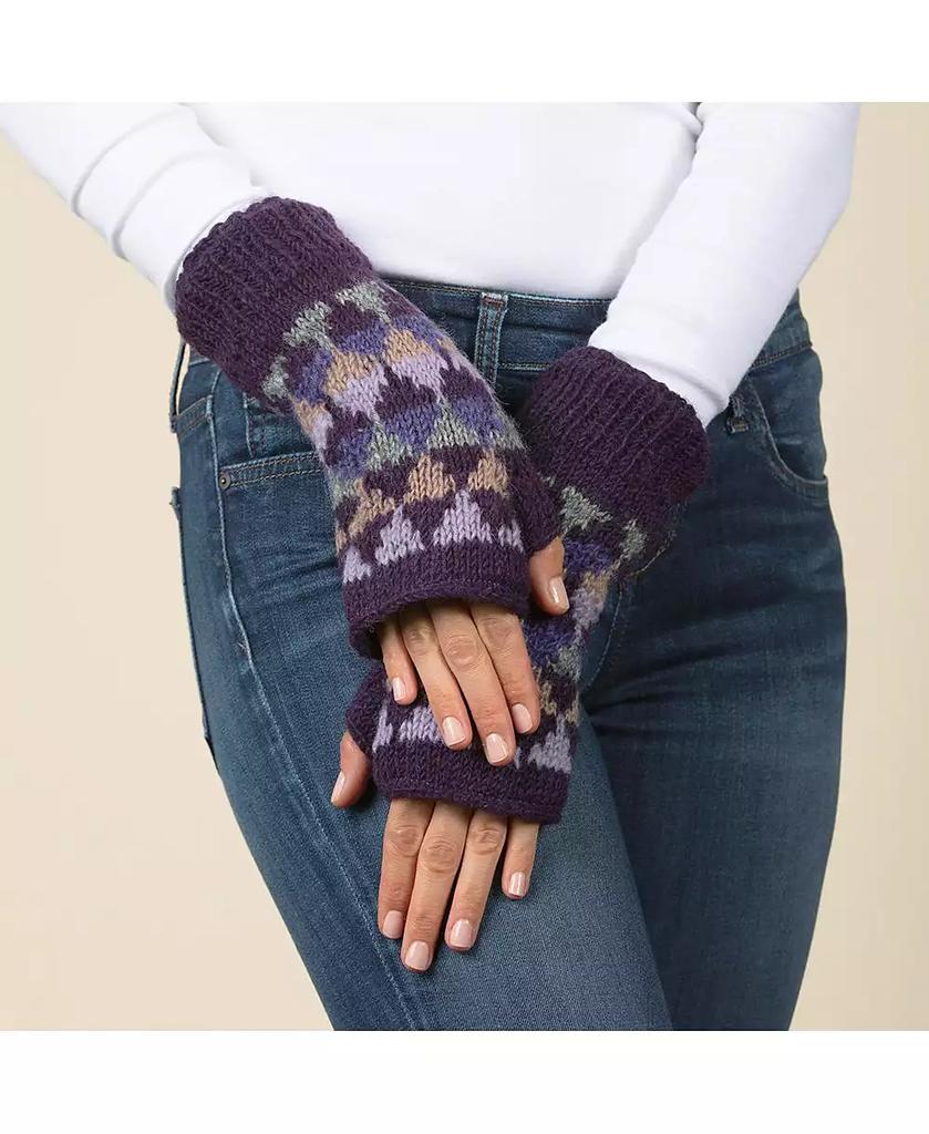 Feelgoodz Women s Artisan Hand-Knit Jaya Harlequin Wool Half Mitten