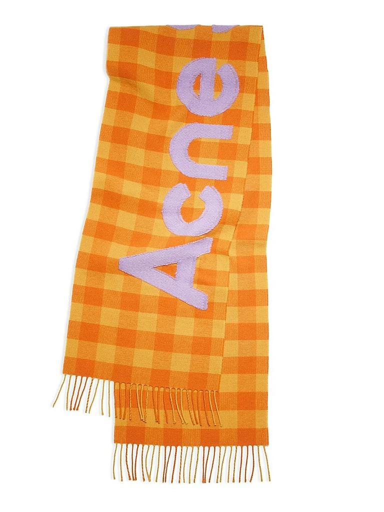 Acne Studios Veda Check Wool Logo Scarf 1