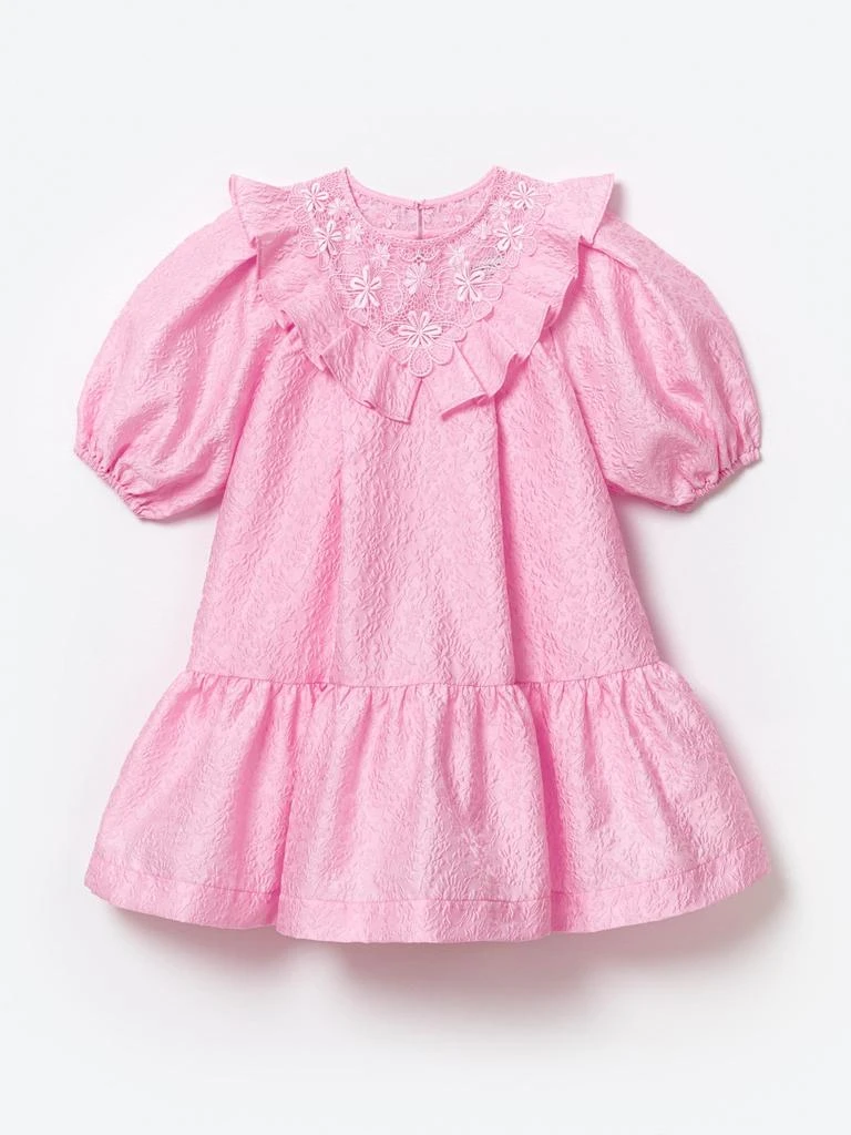 Self Portrait Self Portrait Girls Textured Crepe Mini Dress in Pink 1