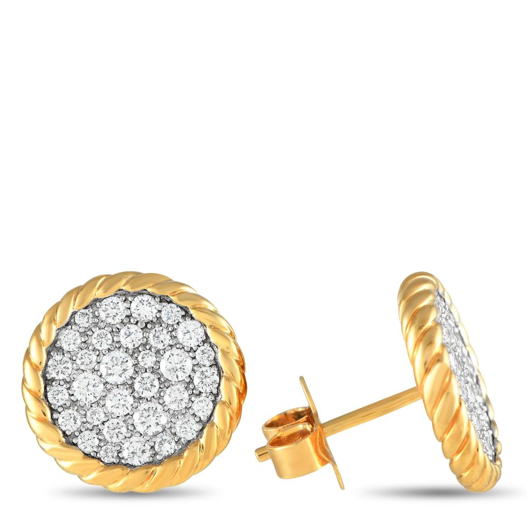 David Yurman DAVID YURMAN Elements 18K Yellow Gold 0.80ct Diamond Disc Earrings DY03-120624