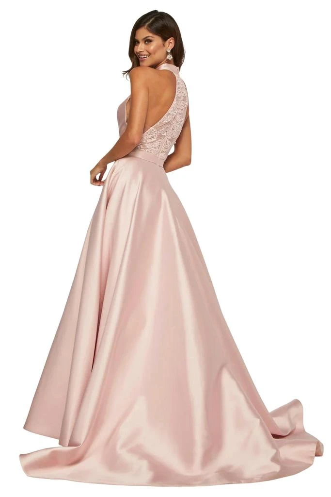 open lace back dress Ashley Lauren 11541 Formal Dresses White 16 / Royal main image 1