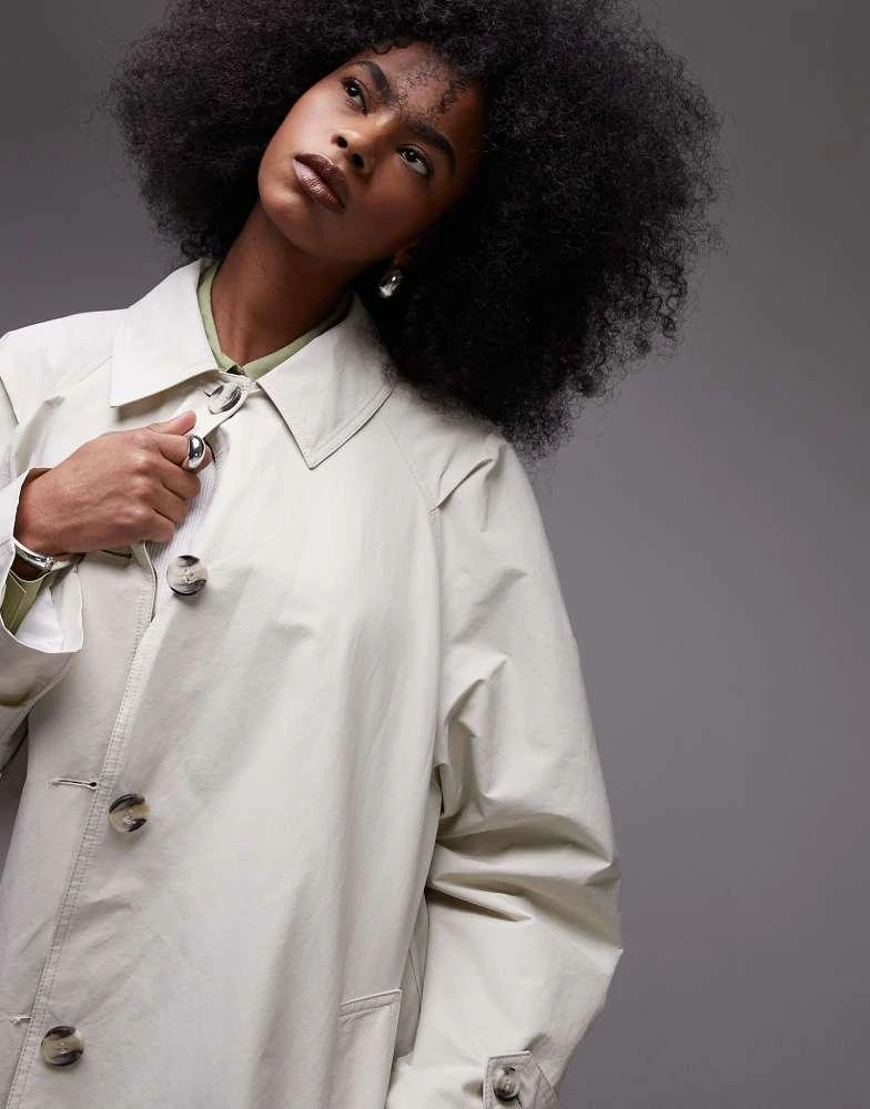 Topshop Topshop mid length trench coat in ecru 4