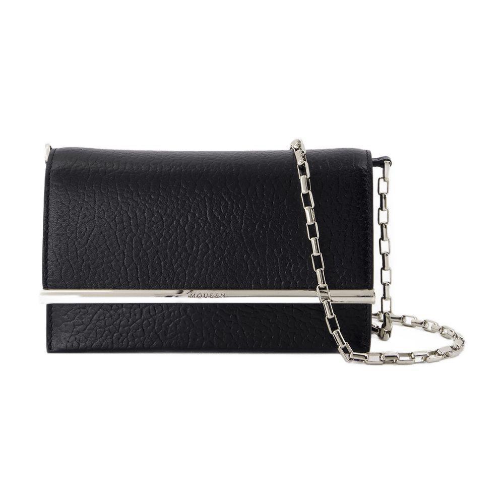 クラッチバッグ ALEXANDER MCQUEEN BLACK LEATHER CROSS B-LONG CLUTCH Alexander McQueen Alexander McQueen Cross-B Long Clutch Bag