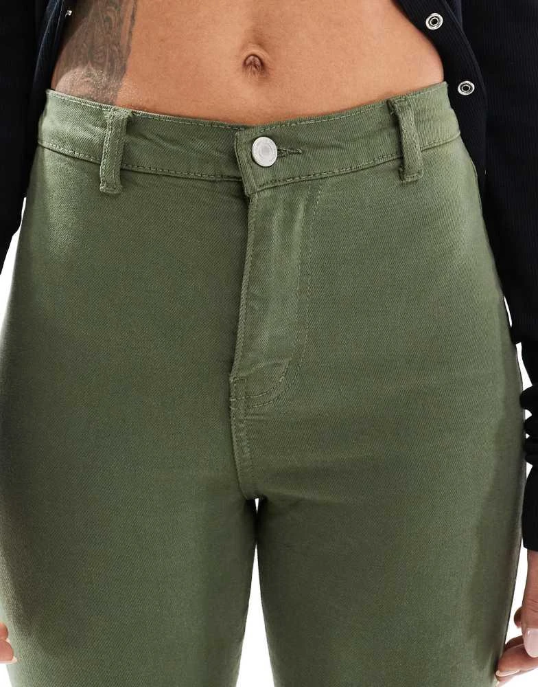 Don't Think Twice DTT Bianca high waist flared jeans in khaki 5