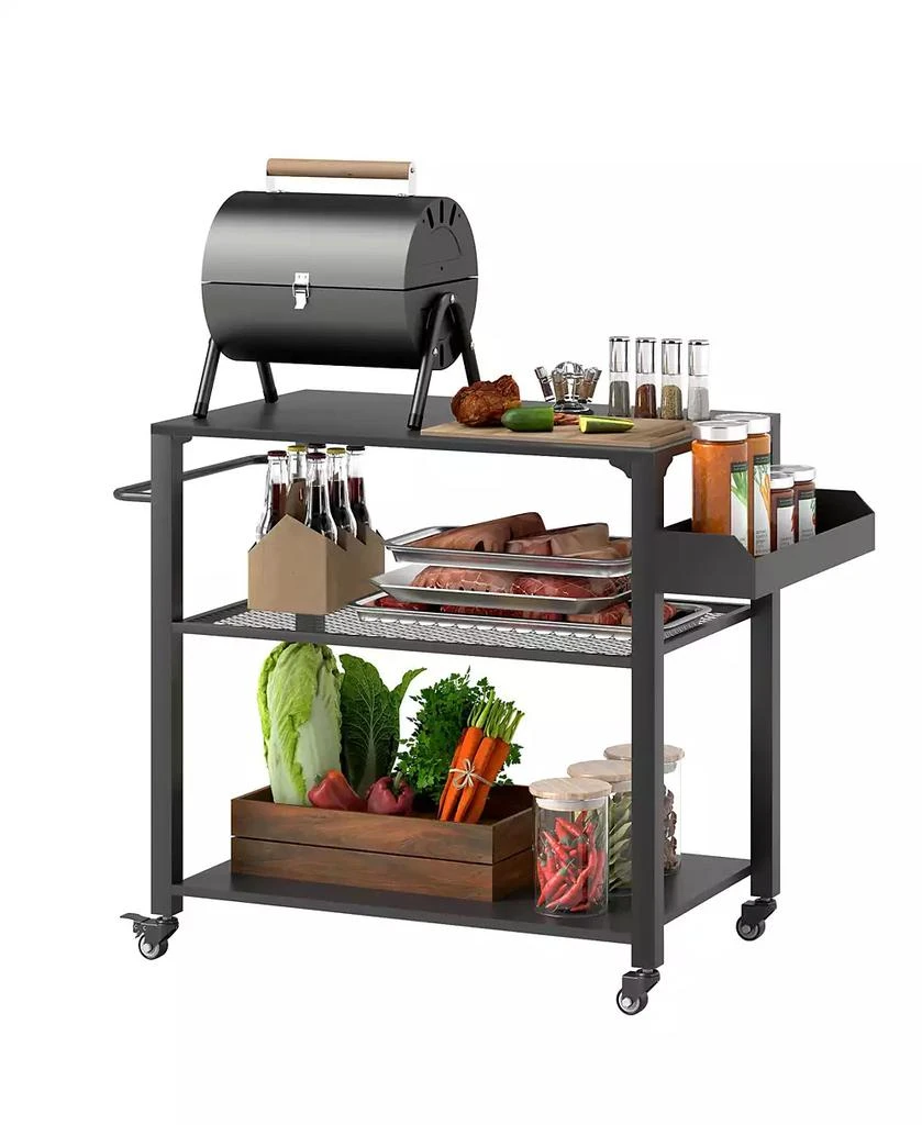 Storage Rack Back Grill Shop 3-Shelf Outdoor Grill Cart, Pizza Oven Sd with Storage Racks on ...