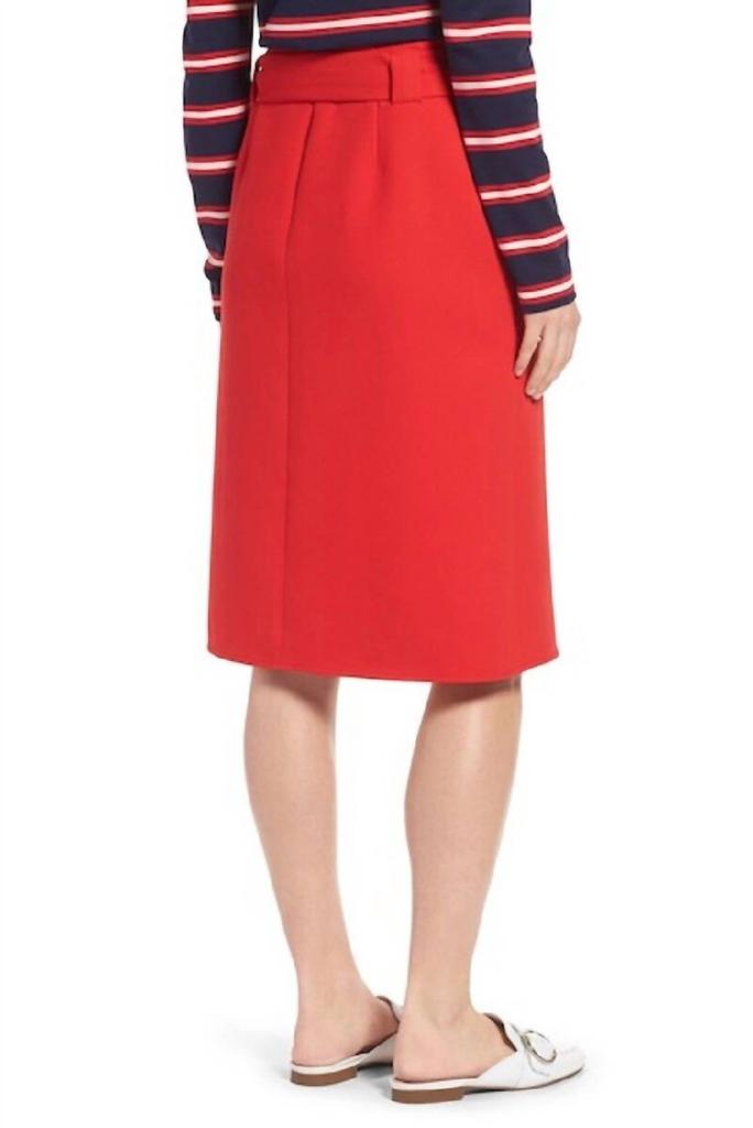 Halogen Halogen - A Line Belted Preppy Midi Skirt