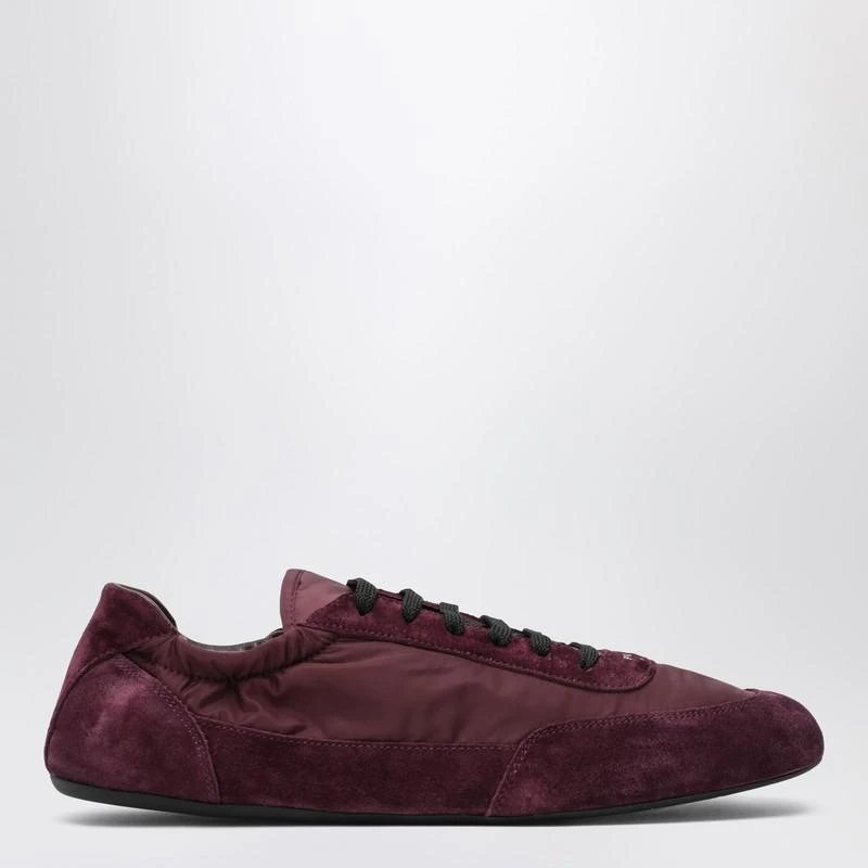 Prada Burgundy Re-Nylon and suede Sneaker Collapse