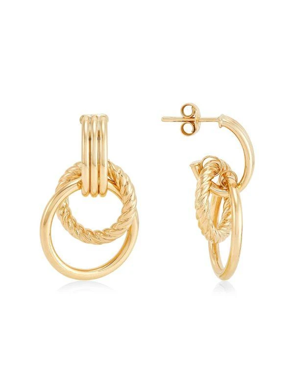 Saks Fifth Avenue 14K Yellow Gold Doorknocker Hoop Earrings 1