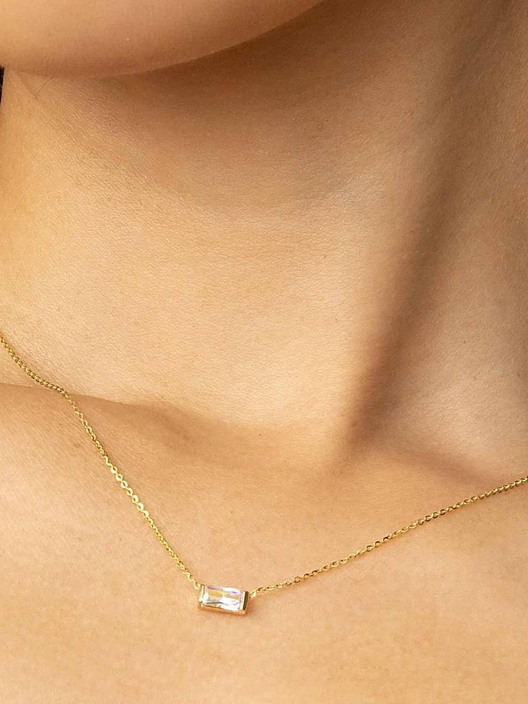 Oradina 14K Yellow Gold Fresco Baguette Bold Pendant Necklace 4