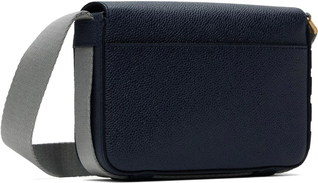 Thom Browne Navy Pebble Grain Small Reporter Bag 3