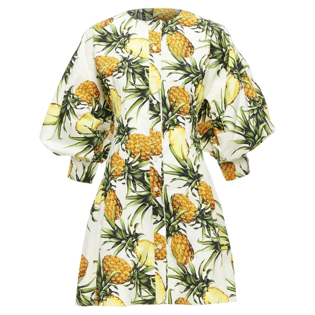 Oscar de la Renta Oscar De La Renta Pineapple Print Puff Sleeve Dress 1