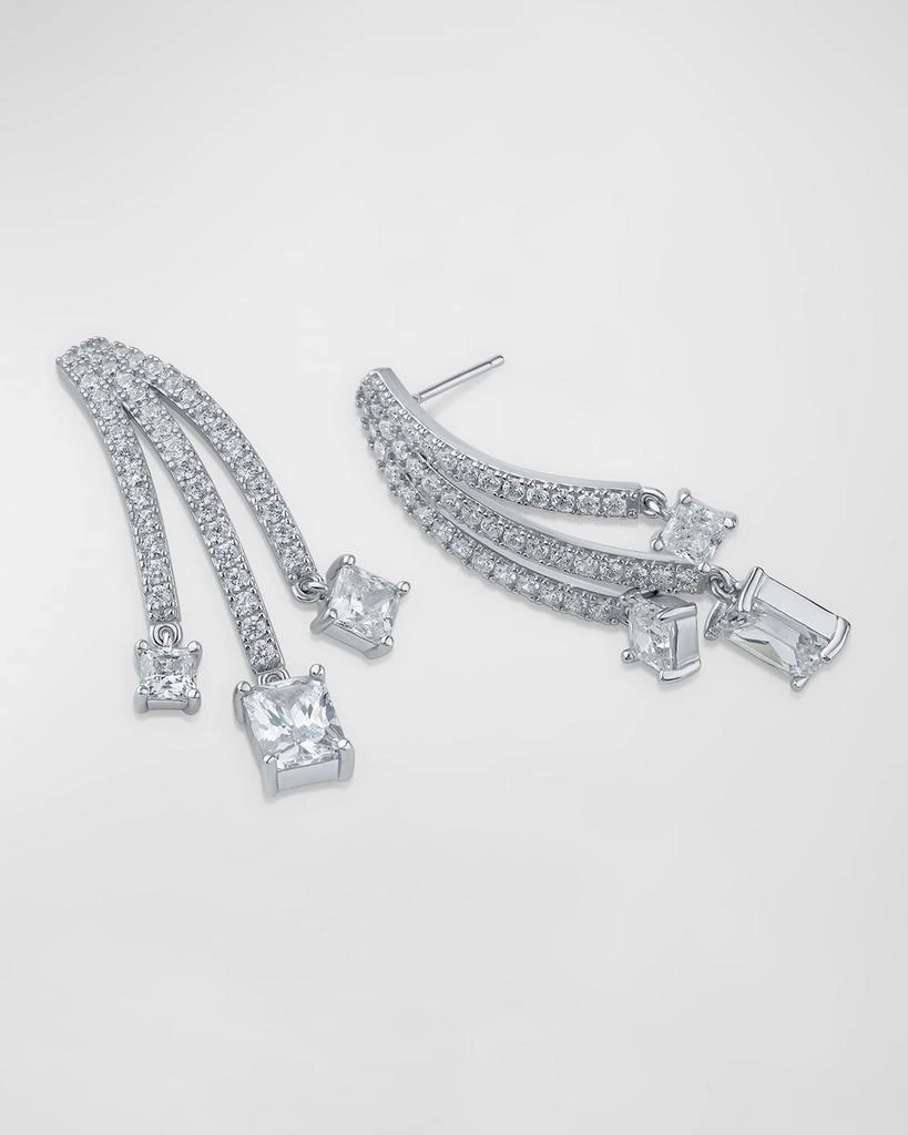 Golconda by Kenneth Jay Lane Cubic Zirconia Round and Emerald Triple Fringe Earrings 3