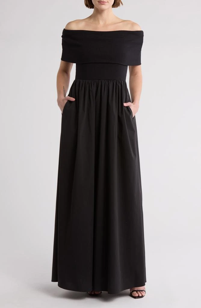 Love by Design Monet Off-the-Shoulder Mixed Media Maxi Dress 1