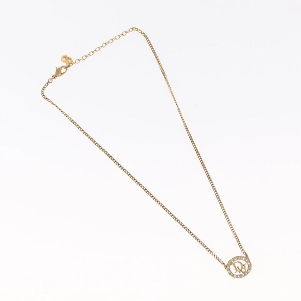 Dior Vintage Logo Round Pendant Necklace Metal And Crystals Metal Necklace Jewelry (Pre-Owned)