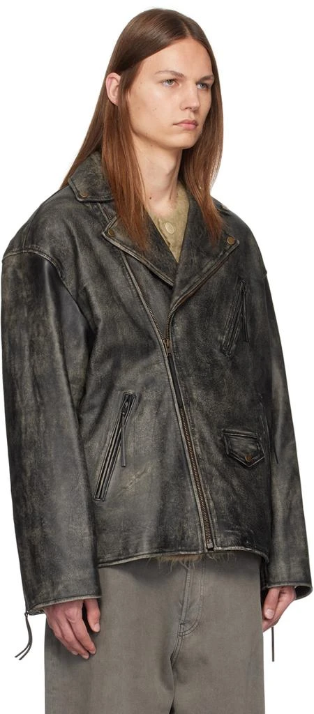 Acne Studios Black Faded Leather Jacket 2