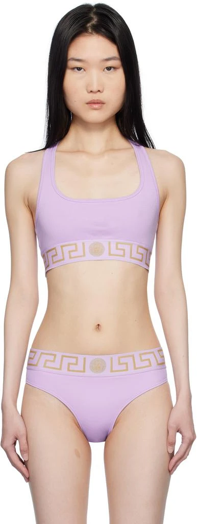 Versace Purple Greca Border Scoop Bralette 1