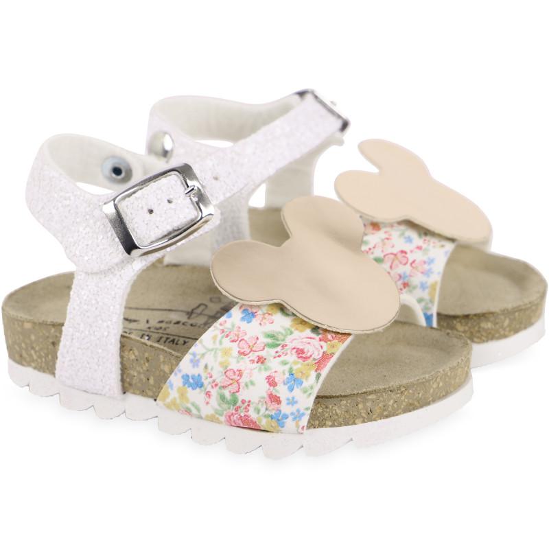 MOA Master of Arts Mickey applique floral and glittery sandals in white