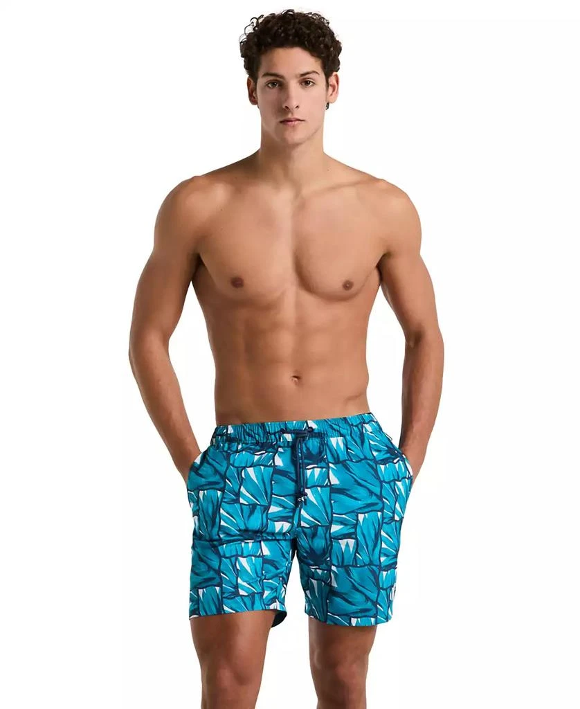 Original Penguin Men's Agave-Print Tile Swim Shorts 4