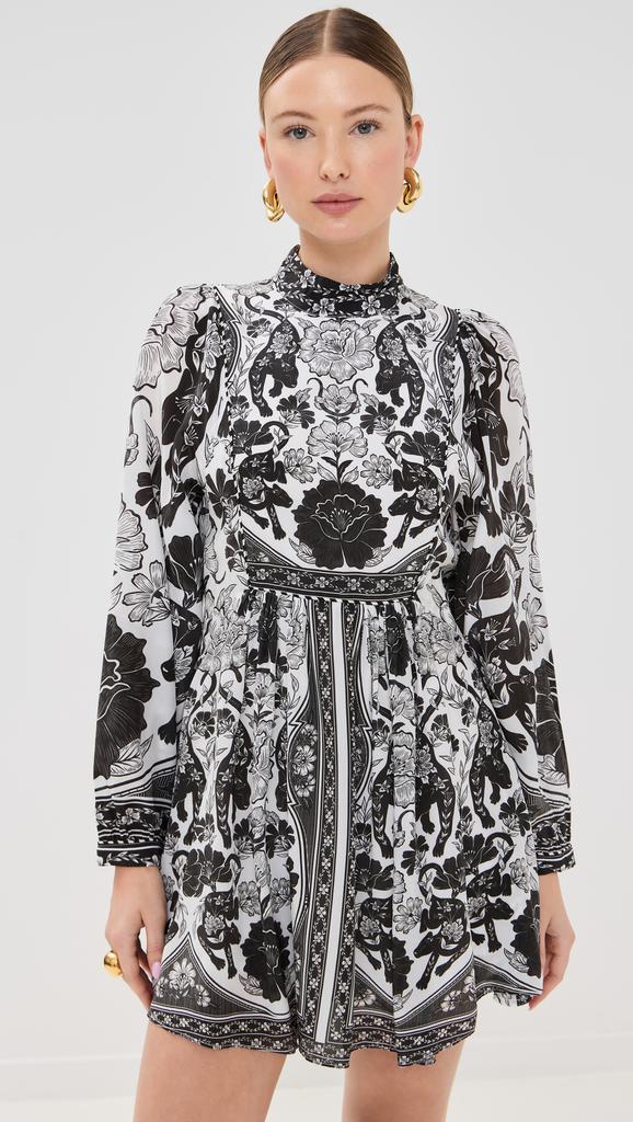 Farm Rio Flower Leopards Off-White Mini Dress