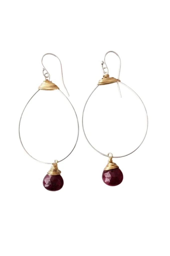A Blonde and Her Bag Small Featherweight Earring with Ruby Drop 2