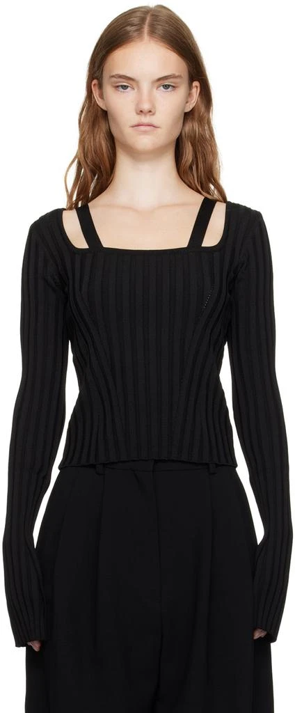 Recto Black Scoop Neck Fitted Sweater 1