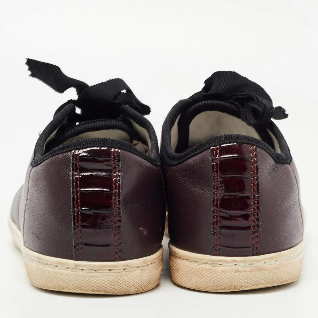 Lanvin Lanvin Burgundy Leather and Embossed Python Cap Toe Low Top Sneakers Size 37 5
