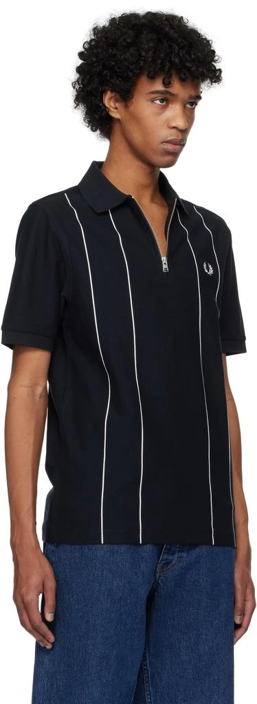 Fred Perry Navy Pinstripe Zip Neck Polo 2