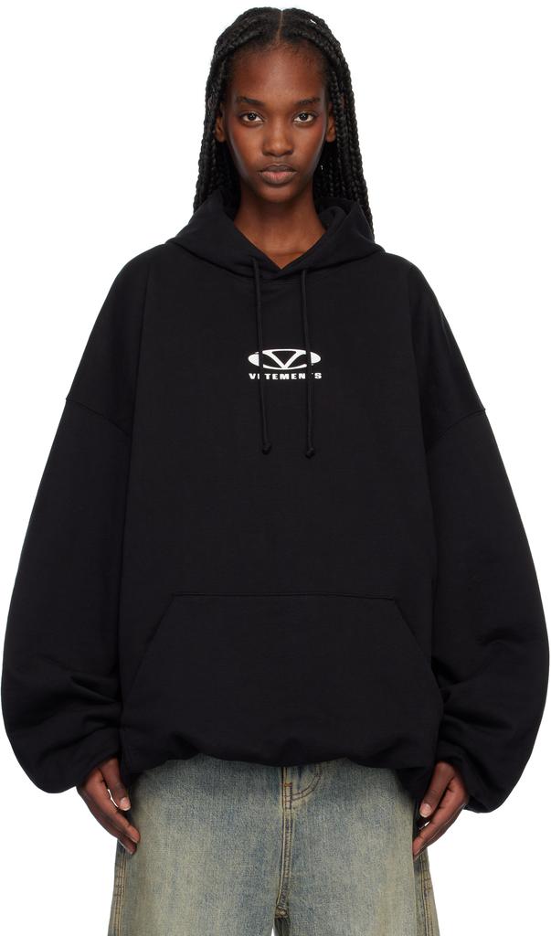 【関税込み】VETEMENTS OVAL LOGO' HOODIE Vetements Black Oval Logo Cropped Boxy Hoodie - Hoodies