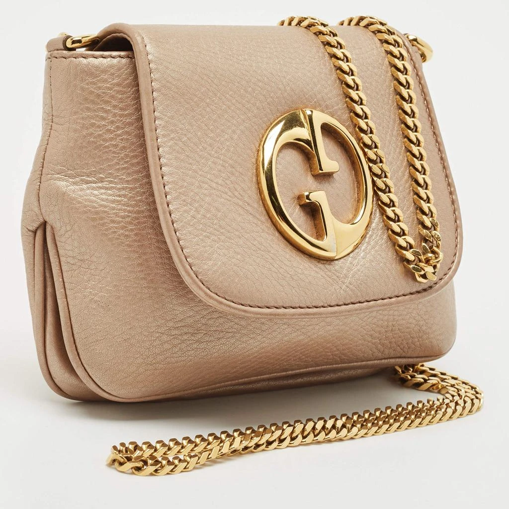 Gucci Gucci Metallic Beige Leather Small 1973 Chain Crossbody Bag 3