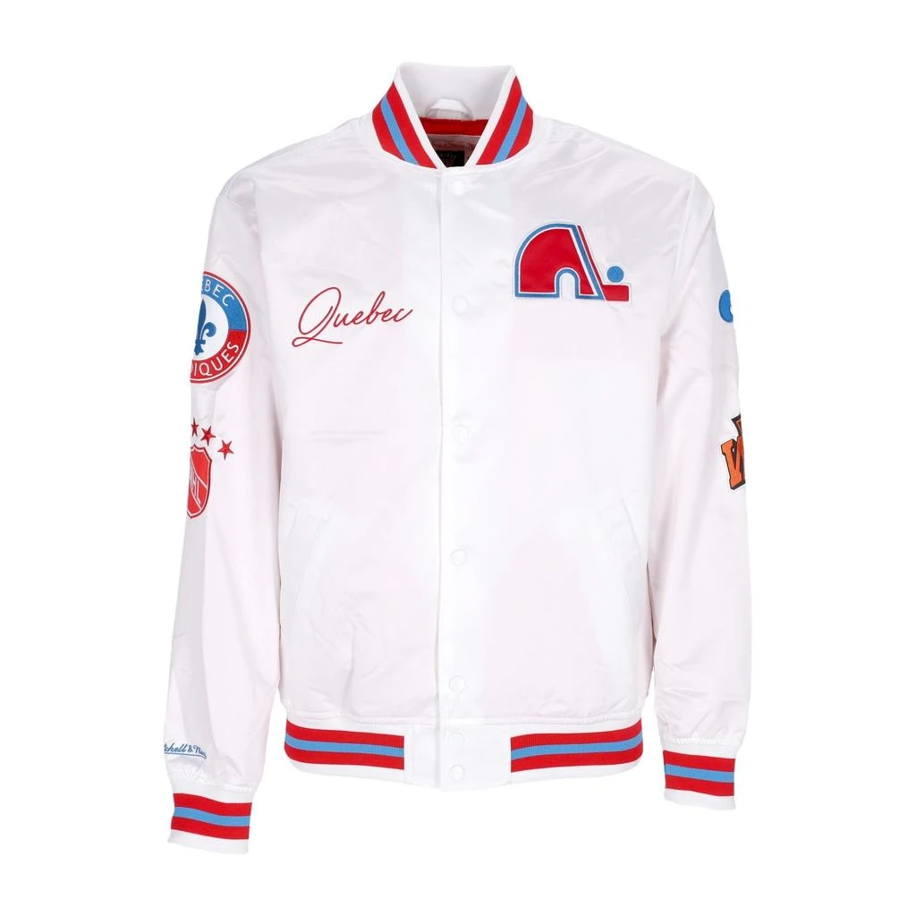 Mitchell Ness Men's Bomber Jacket Nhl Hometown Lw Satin Jacket Quenor White 1