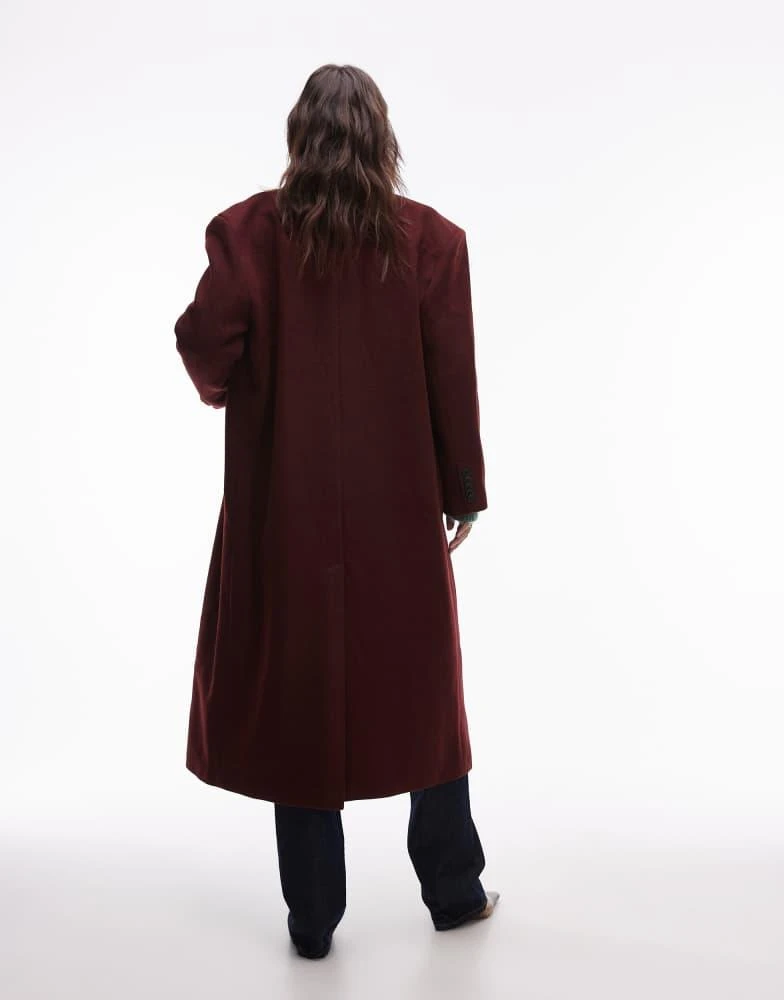 Topshop Topshop premium formal coat with wool in burgundy 4