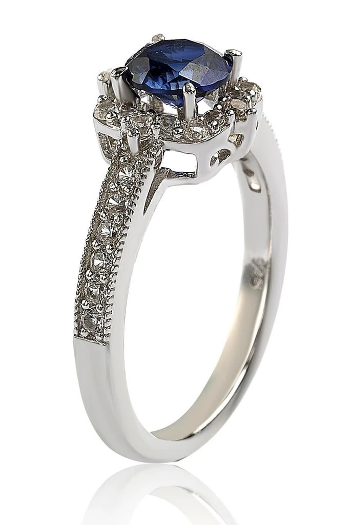 Suzy Levian Sterling Silver Sapphire Center Stone 
Lab Grown White Sapphire 4