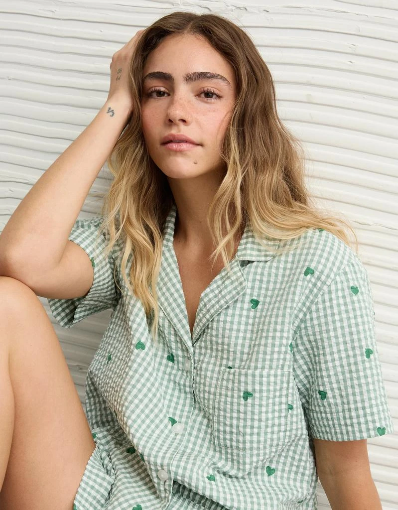 AE AE Gingham Hearts Seersucker PJ Set 1