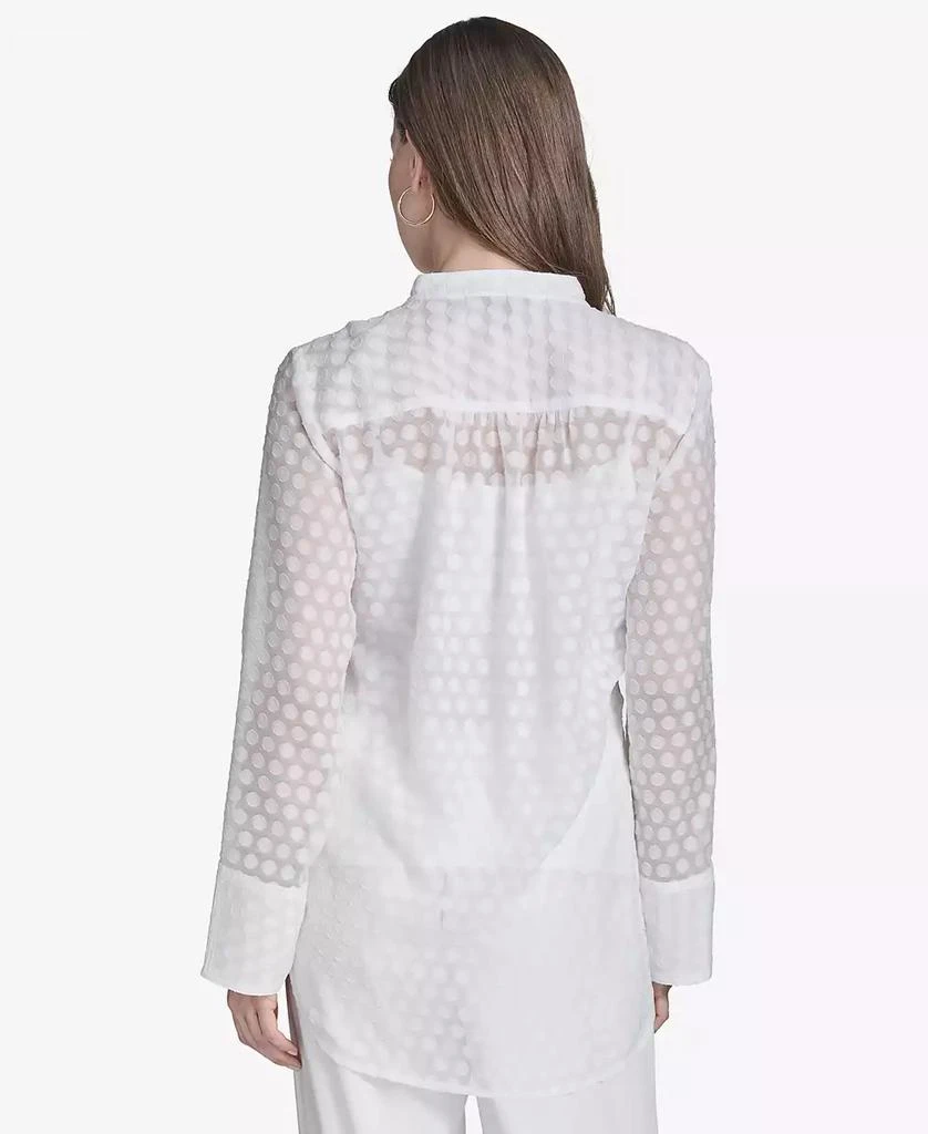 HALSTON Women's Dot Texture Long-Sleeve Blouse 2